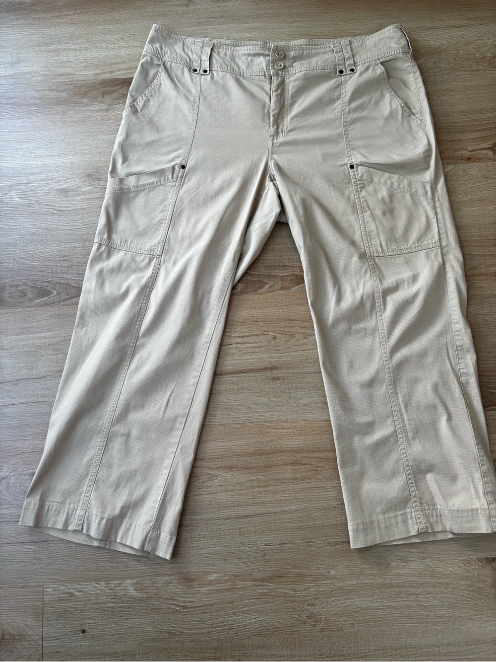 Cotton Ginny Organic Cotton Lightweight Beige Cargo Pants with Utility Pockets